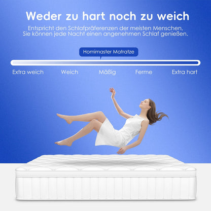 Taschenfederkernmatratze Matratze mit Spannbettlaken, orthopädische 7-Zonen Federkernmatratze