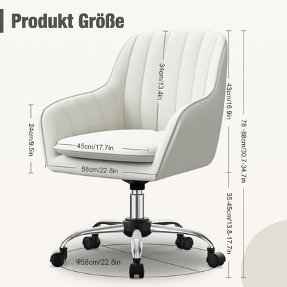 Office chair, home office chair, vanity chair with armrests, swivel chair with casters