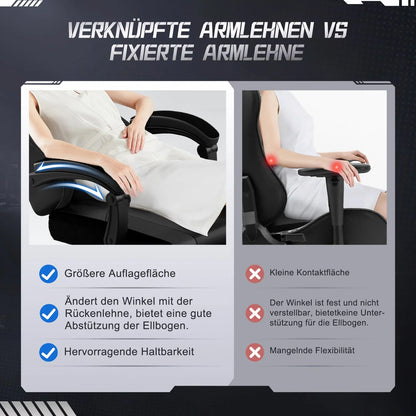 Gaming-Stuhl Gaming Stuhl mit Einteiligen Armlehnen und Ausziehbarem Fußstütze