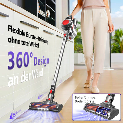 Akku-Hand-und Stielstaubsauger Akku Staubsauger, Staubsauger Kabellos 37000Pa/50Min/1.6L mit 4 HEPA
