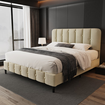 Polsterbett Bett 140x200 mit Lattenrost,Doppelbett mit gepolstertem Kopfteil, Einfache Montage, Robustes Gestell und Samtbezug