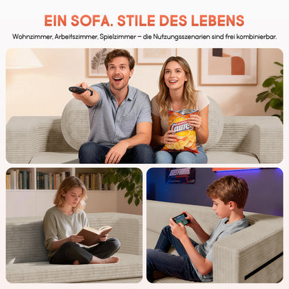 Sofa Schlafsofa Bella, Cord Sofa 90x200 cm mit Bettfunktion
