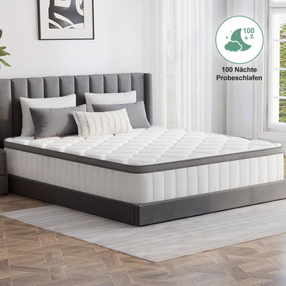 Mattress 90 x 200 cm, Height 25 cm, 7-Zone Pocket Spring Mattress with Removable, Washable Fitted Sheet, Oeko-Tex Certified, Hardness H3, 100 Nights Trial Sleep