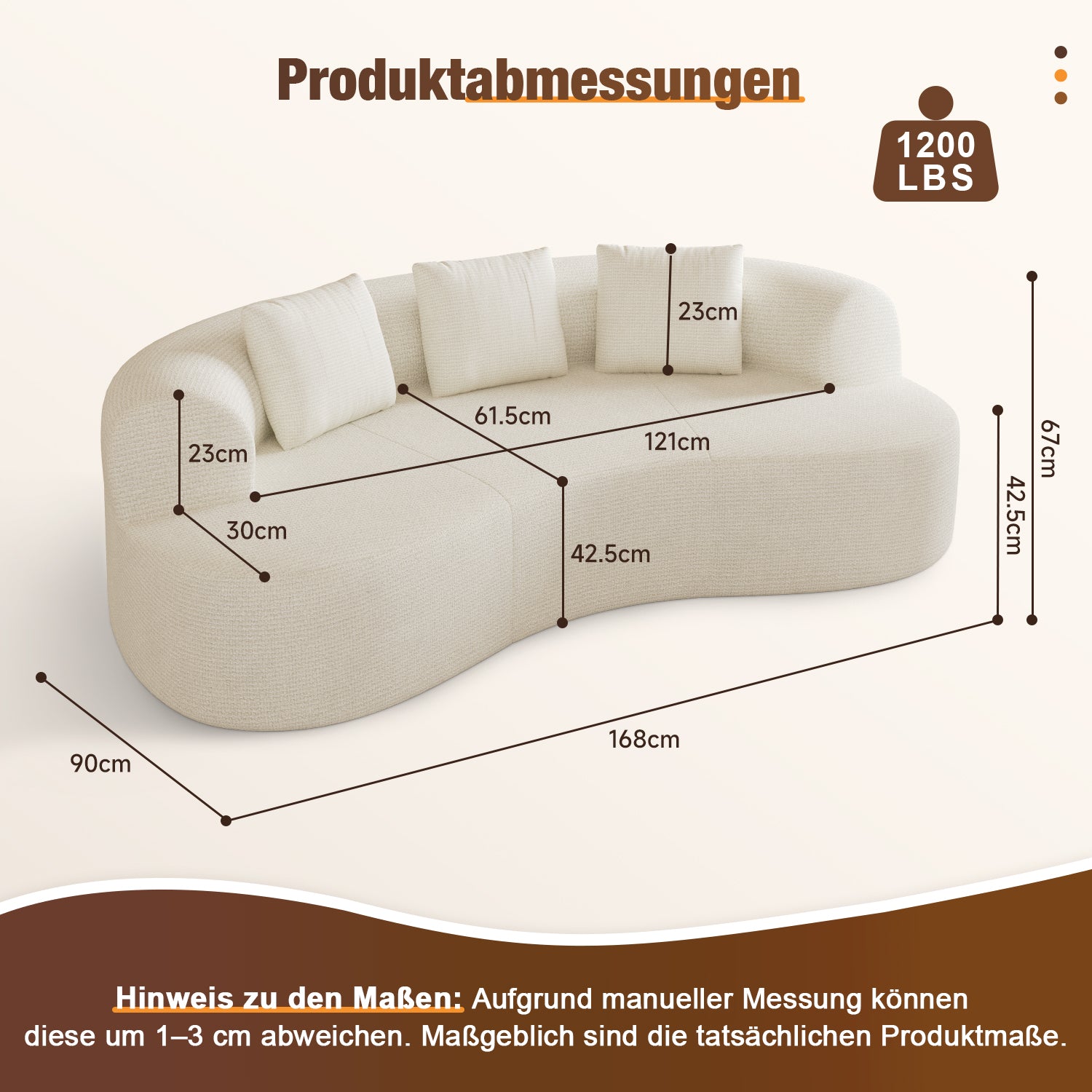 3-Sitzer Sofa, Schlafsofa 258.5x66cm, inkl.3 Zierkissen Bequemes Chenille Sofa