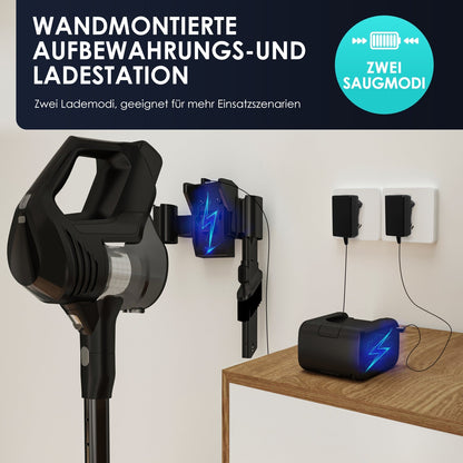 Akku-Hand-und Stielstaubsauger mit Smart LED-Anzeige, 30000Pa/50min, Staubsauger kabellos mit 6-Schicht-Filtration und 8-Kegel-Zyklon