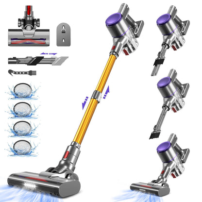 Akku-Hand-und Stielstaubsauger Akku Staubsauger Kabellos 38000Pa/50Min/1.6L HEPA*4