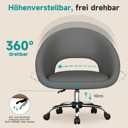 Bürostuhl Schminkstuhl,Homeoffice Stuhl mit Armlehnen,Drehstuhl mit Rrollen