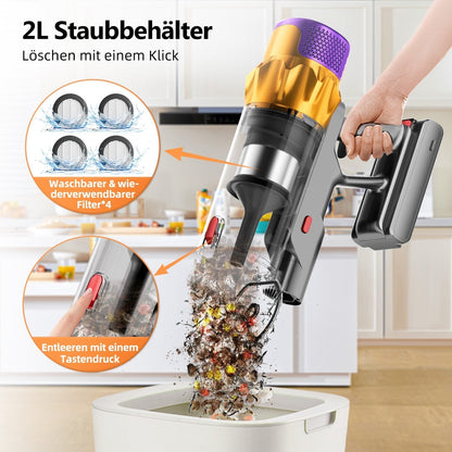 Akku-Hand-und Stielstaubsauger Akku Staubsauger, 80000Pa/700W/70Min/1.8L Kabelloser Staubsauger