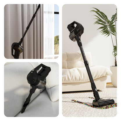 Akku-Hand-und Stielstaubsauger mit Smart LED-Anzeige, 30000Pa/50min, Staubsauger kabellos mit 6-Schicht-Filtration und 8-Kegel-Zyklon