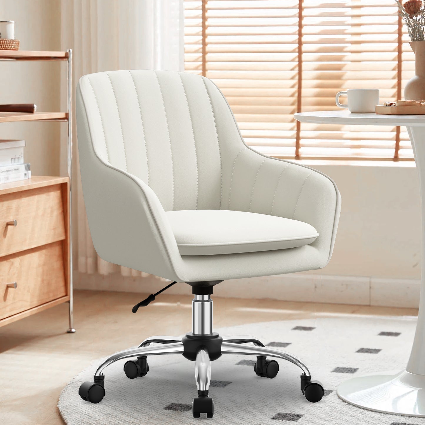 Office chair, home office chair, vanity chair with armrests, swivel chair with casters