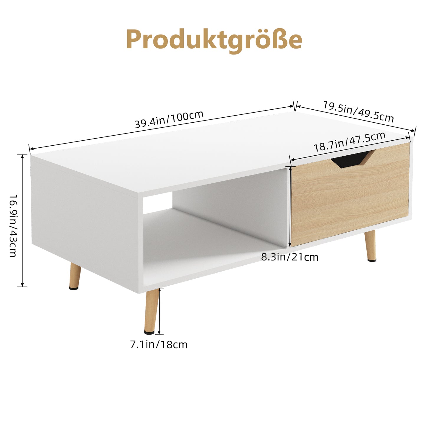 Couchtisch Couchtisch, Kaffeetisch, Sofatisch mit Schubladen