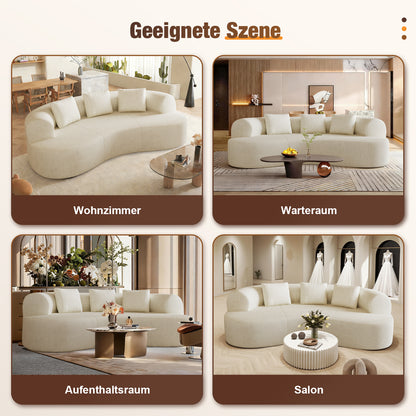 3-Sitzer Sofa, Schlafsofa 258.5x66cm, inkl.3 Zierkissen Bequemes Chenille Sofa