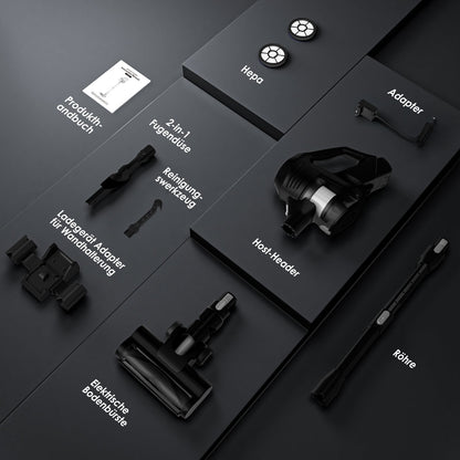 Akku-Hand-und Stielstaubsauger mit Smart LED-Anzeige, 30000Pa/50min, Staubsauger kabellos mit 6-Schicht-Filtration und 8-Kegel-Zyklon