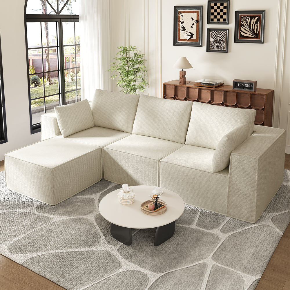 3-Sitzer Sofa, Schlafsofa 258.5x66cm, inkl.3 Zierkissen Bequemes Chenille Sofa