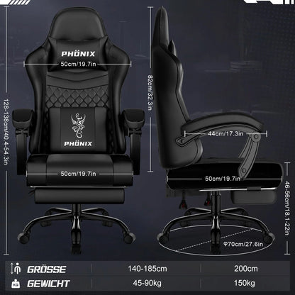 Gaming-Stuhl Gaming Stuhl mit Einteiligen Armlehnen und Ausziehbarem Fußstütze