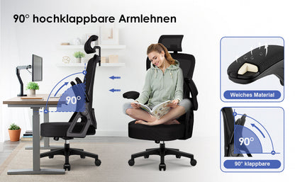 Bürostuhl Ergonomischer Bürostuhl mit klappbaren Armlehnen und Rückenlehnen