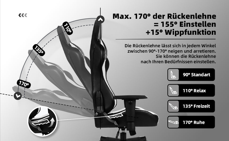 Gaming-Stuhl Ergonomischer Gaming Stuhl mit Gepolstertem Sitz