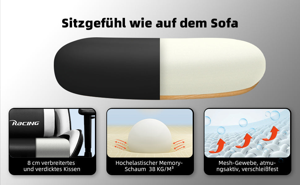 Gaming-Stuhl Ergonomischer Gaming Stuhl mit Gepolstertem Sitz