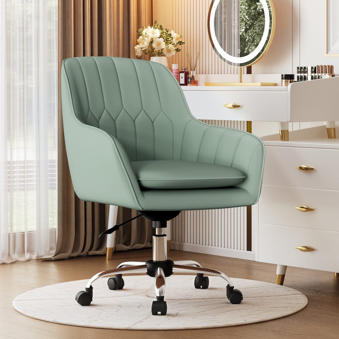 Bürostuhl Homeoffice Stuhl,Schminkstuhl mit Armlehnen und Rollen