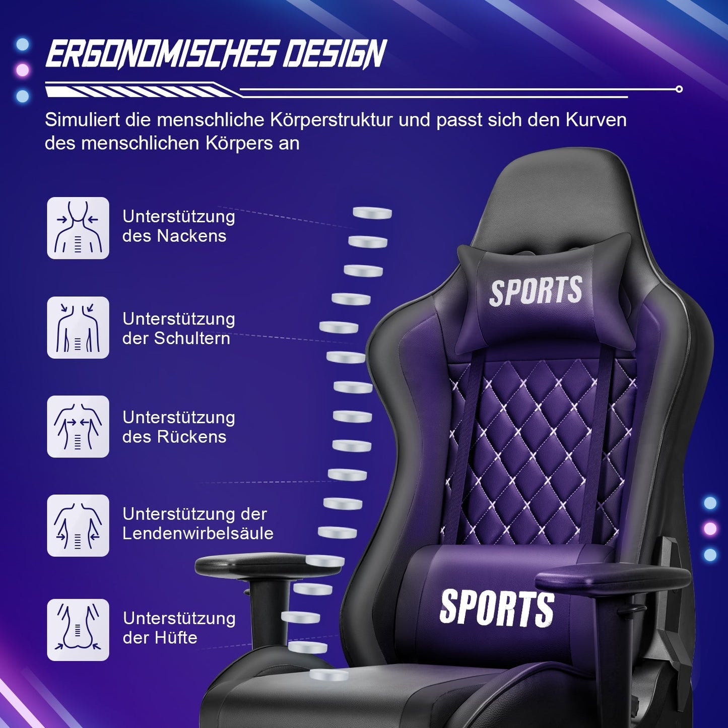 Gaming-Stuhl Ergonomischer Gaming Stuhl, Gaming Stuhl 150kg