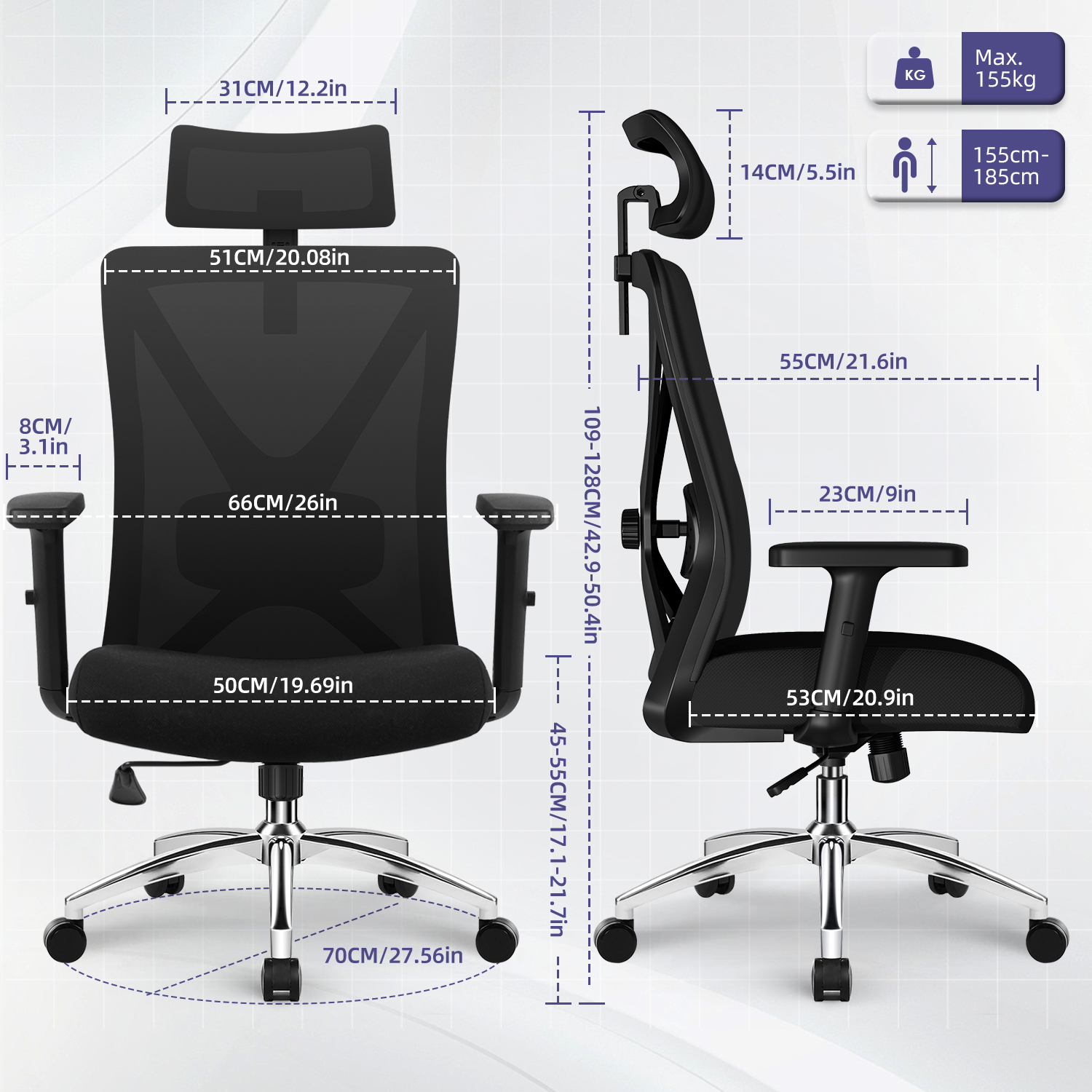 HR210 - Bürostuhl Ergonomischer Bürostuhl,Bürostuhl mit Weiches-3D-Lendenkissen 7 HR210 3