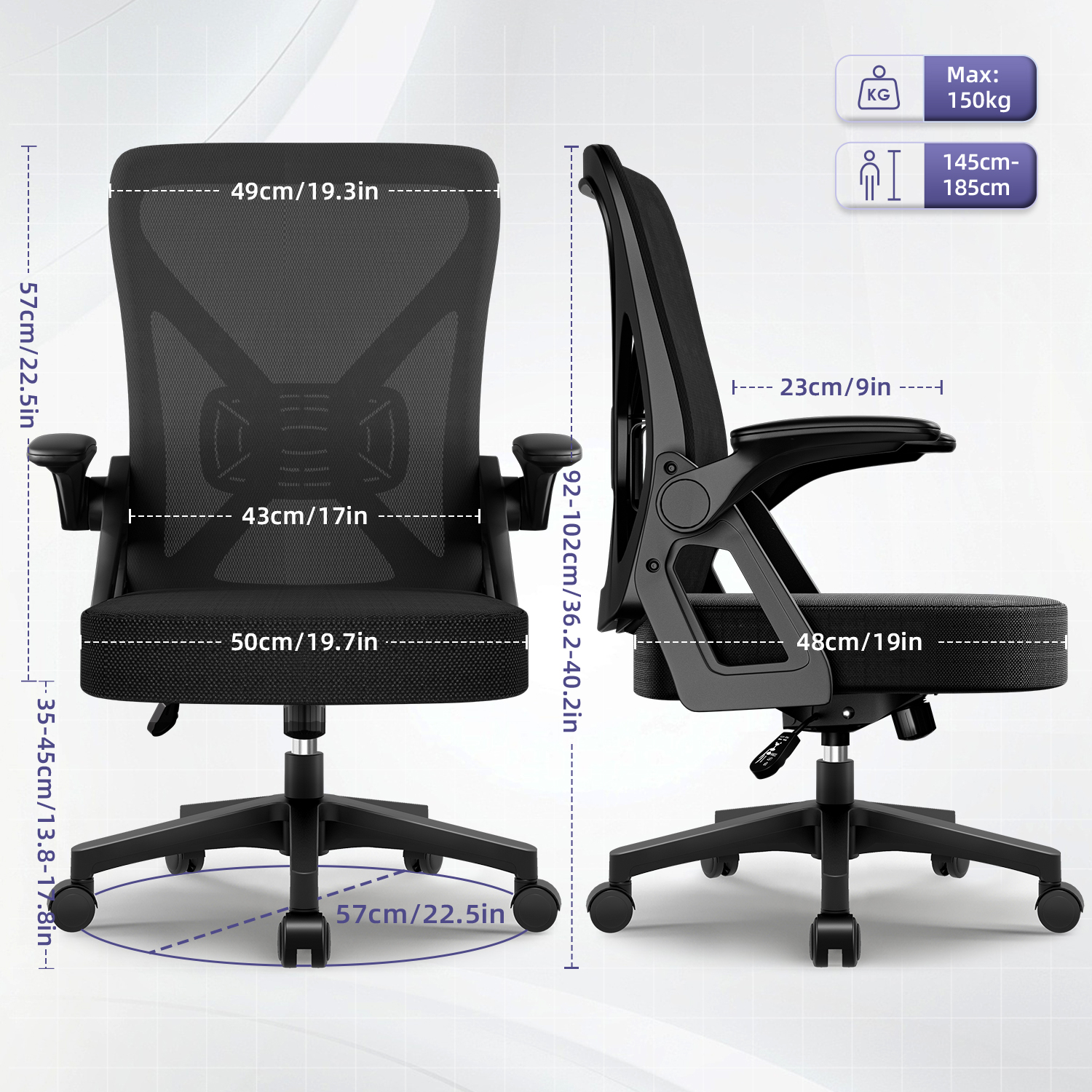 HR230 - Bürostuhl Bürostuhl,Chefsessel aus Mesh,Ergonomischer Schreibtischstuhl 8 HR230 4