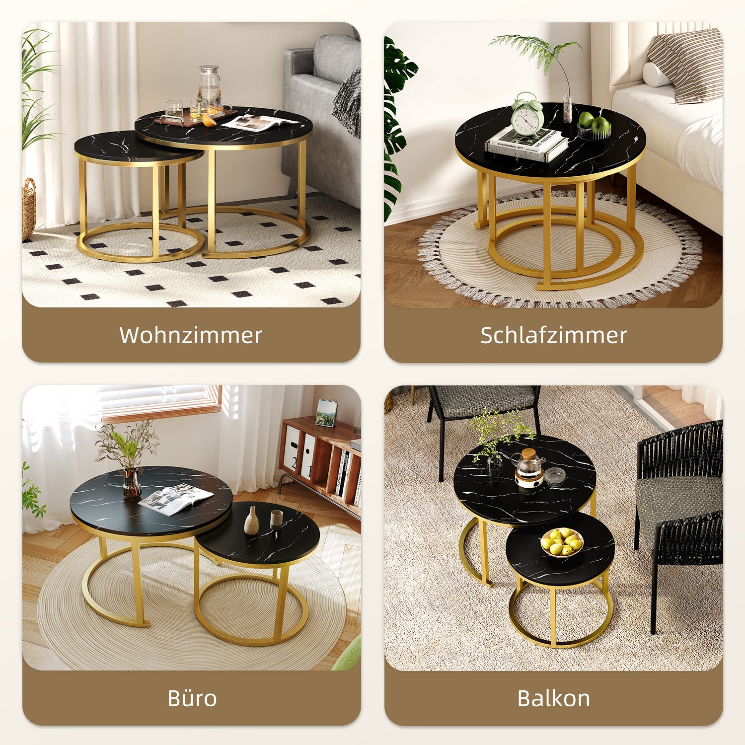 Couchtisch Couchtisch 2er Set mit Marmormuster, Beistelltisch 6 jiaju2