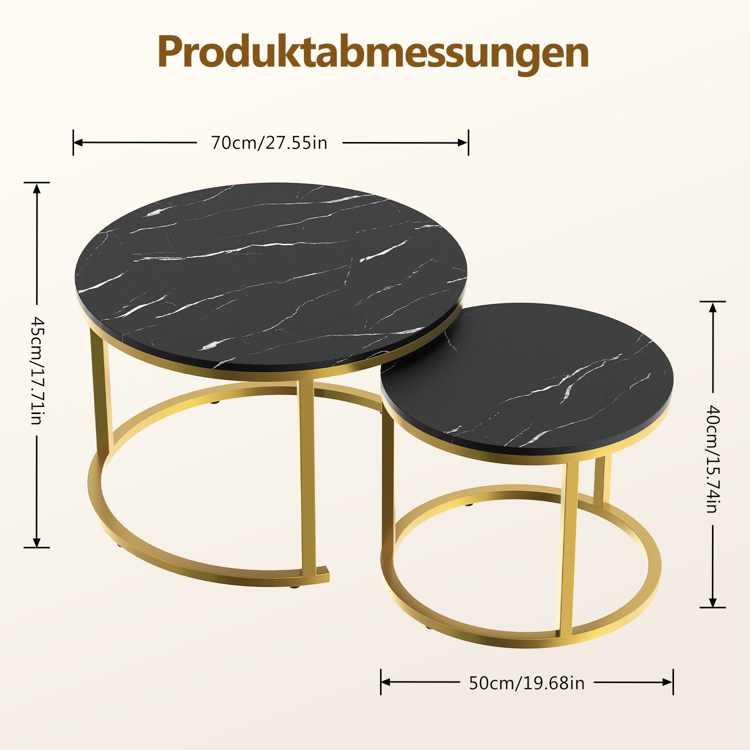 Couchtisch Couchtisch 2er Set mit Marmormuster, Beistelltisch 8 jiaju4
