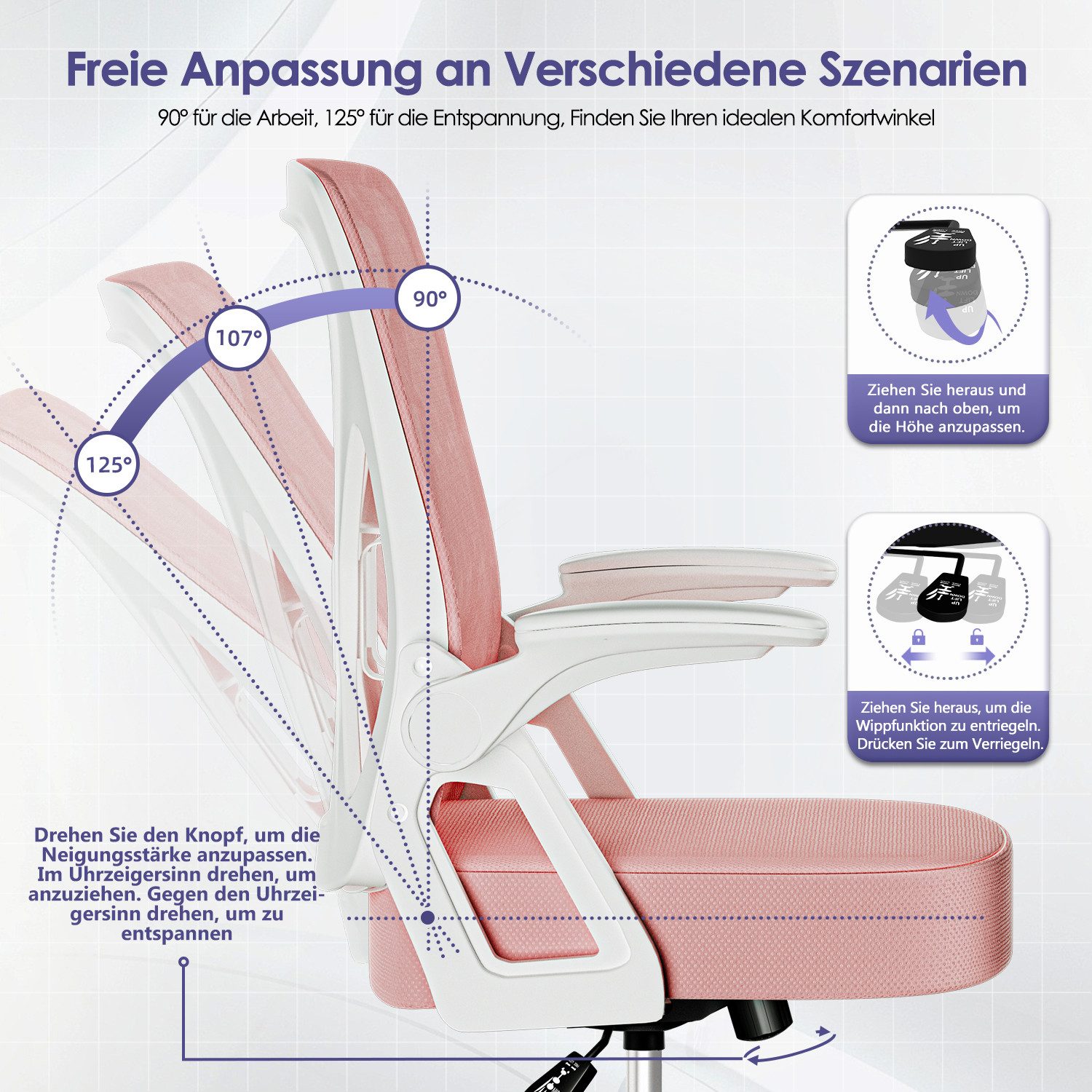Bürostuhl Bürostuhl,Chefsessel aus Mesh,Ergonomischer Schreibtischstuhl 5 yizi 101
