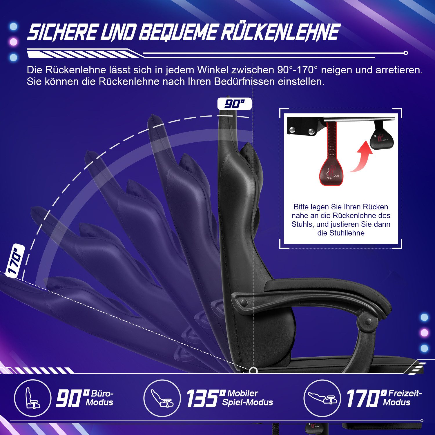 Gaming Stuhl, Bürostuhl Ergonomisch, Gaming Chair 5 yizi 133
