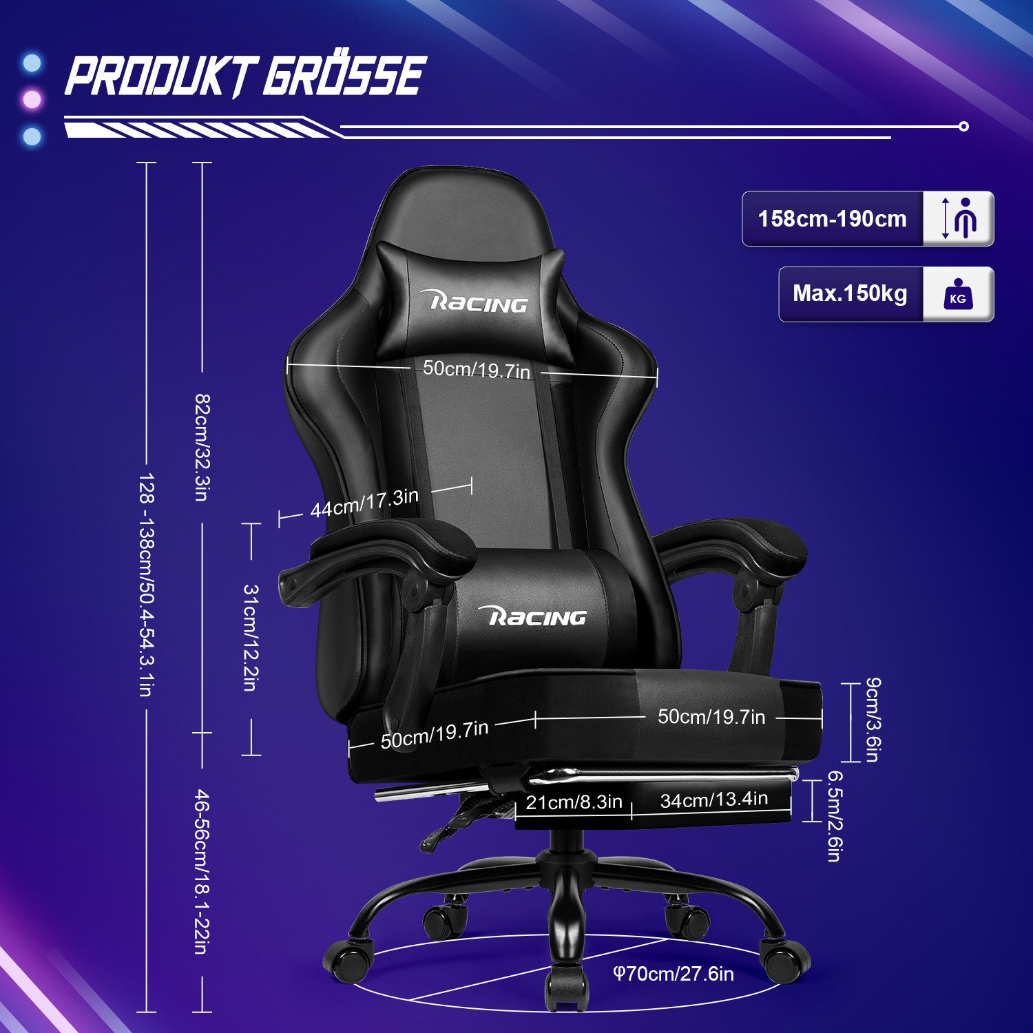 Gaming Stuhl, Bürostuhl Ergonomisch, Gaming Chair 7 yizi 135