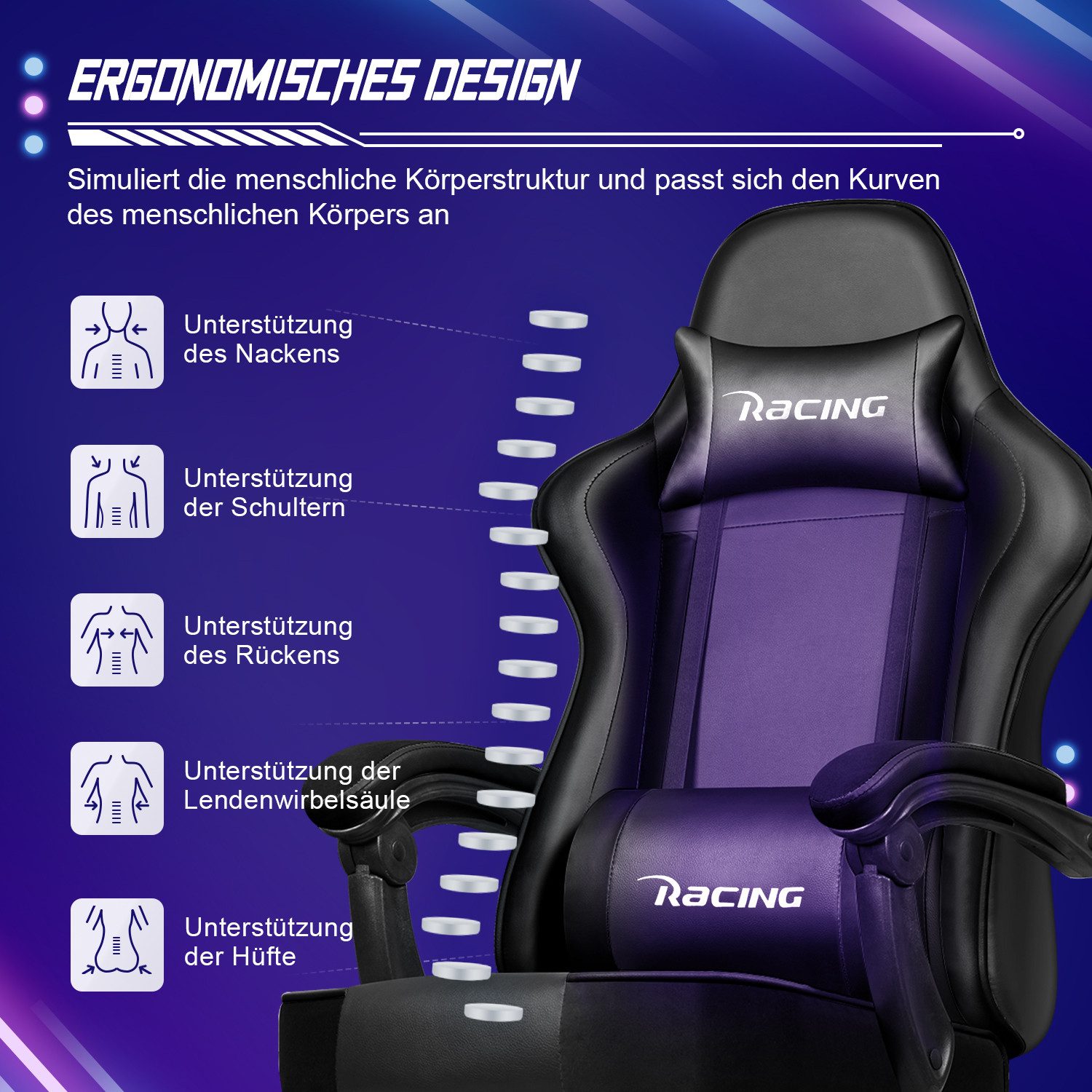 Gaming Stuhl, Bürostuhl Ergonomisch, Gaming Chair 8 yizi 136