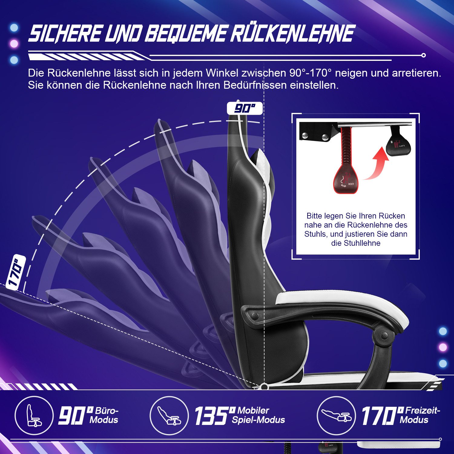 Gaming Stuhl, Bürostuhl Ergonomisch, Gaming Chair 6 yizi 138