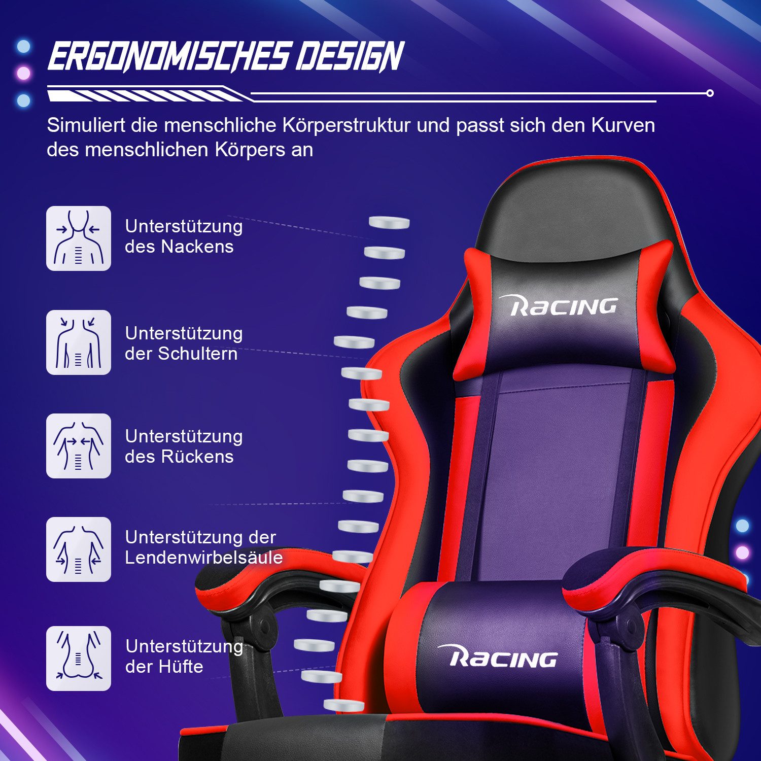 Gaming Stuhl, Bürostuhl Ergonomisch, Gaming Chair 5 yizi 141