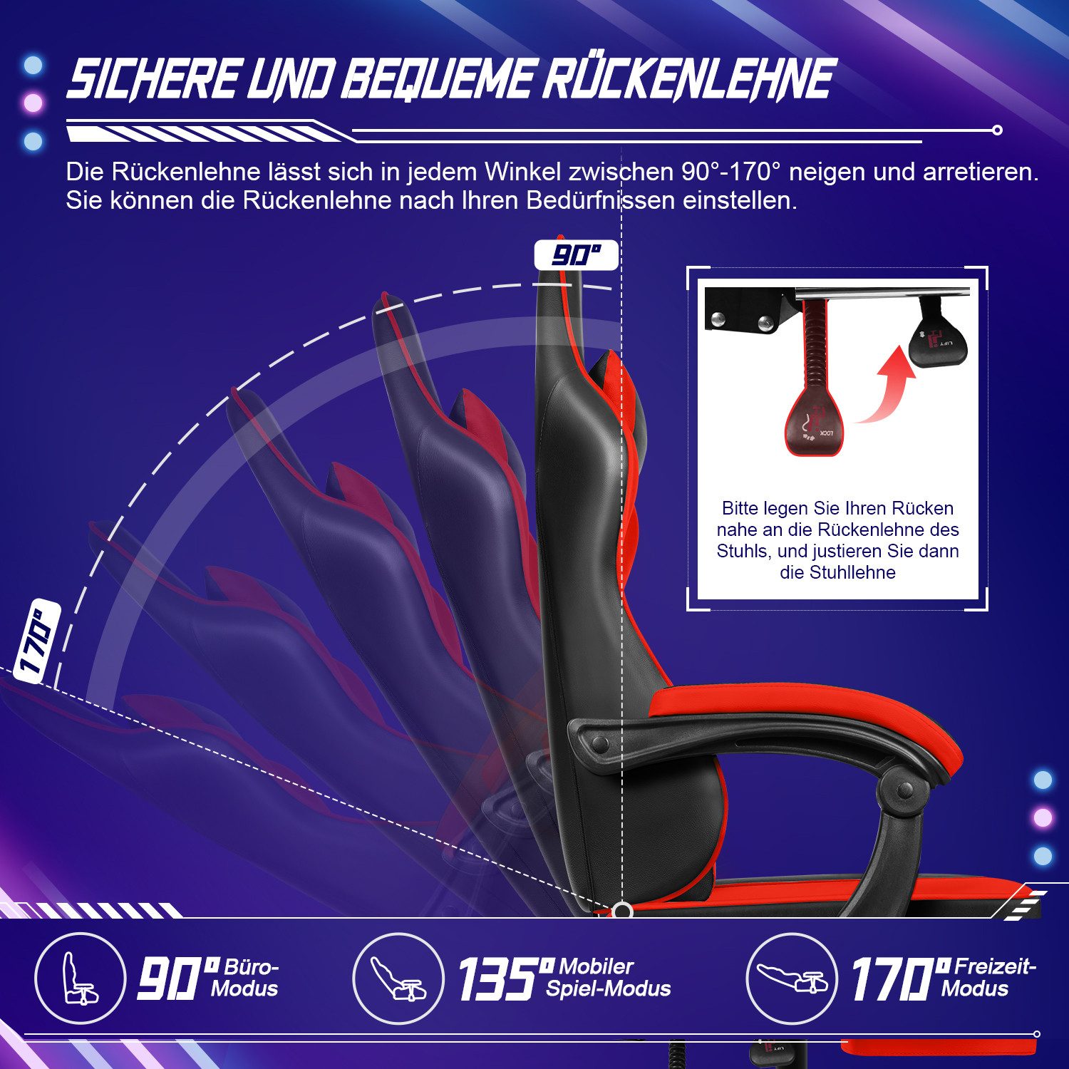 Gaming Stuhl, Bürostuhl Ergonomisch, Gaming Chair 6 yizi 142