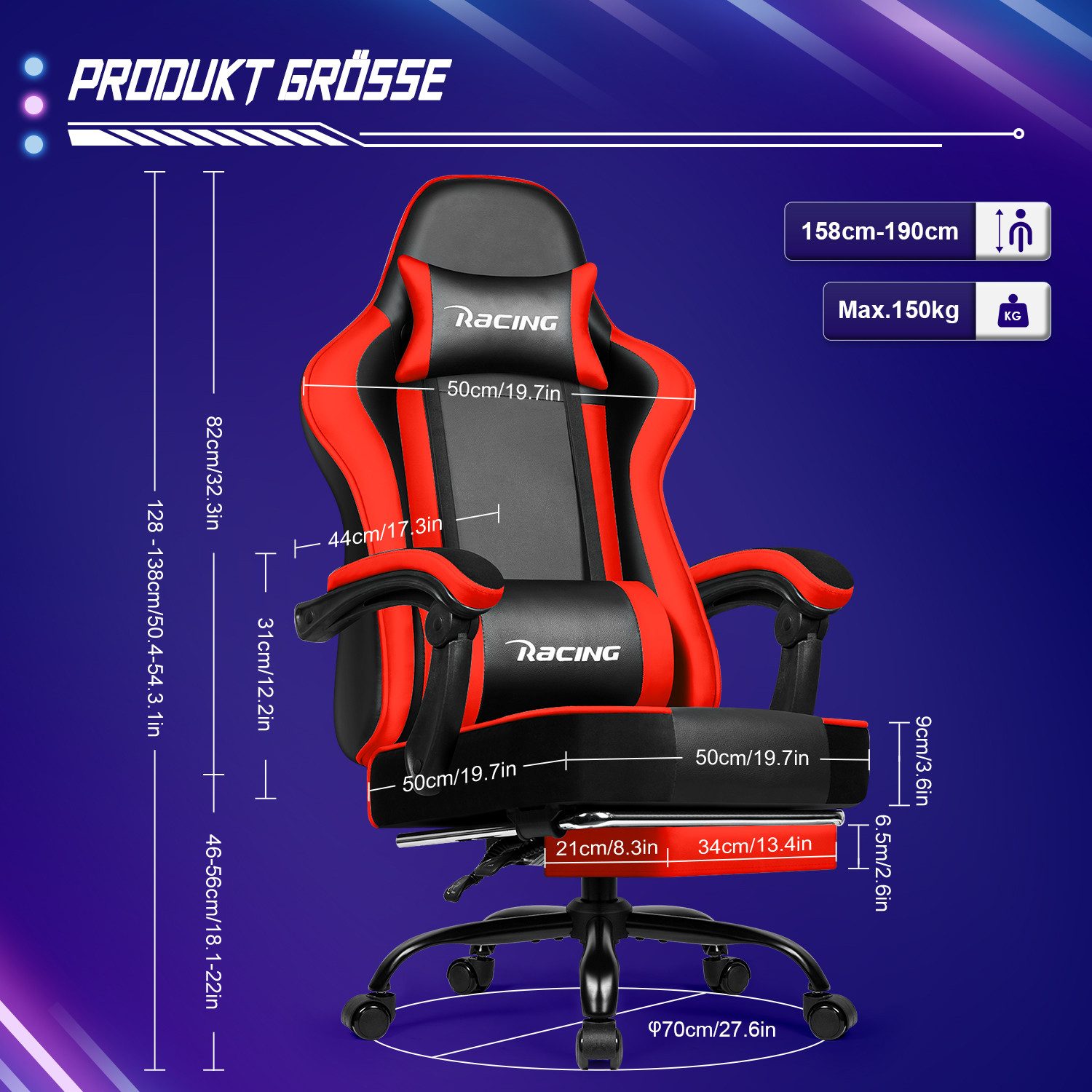 Gaming Stuhl, Bürostuhl Ergonomisch, Gaming Chair 8 yizi 144
