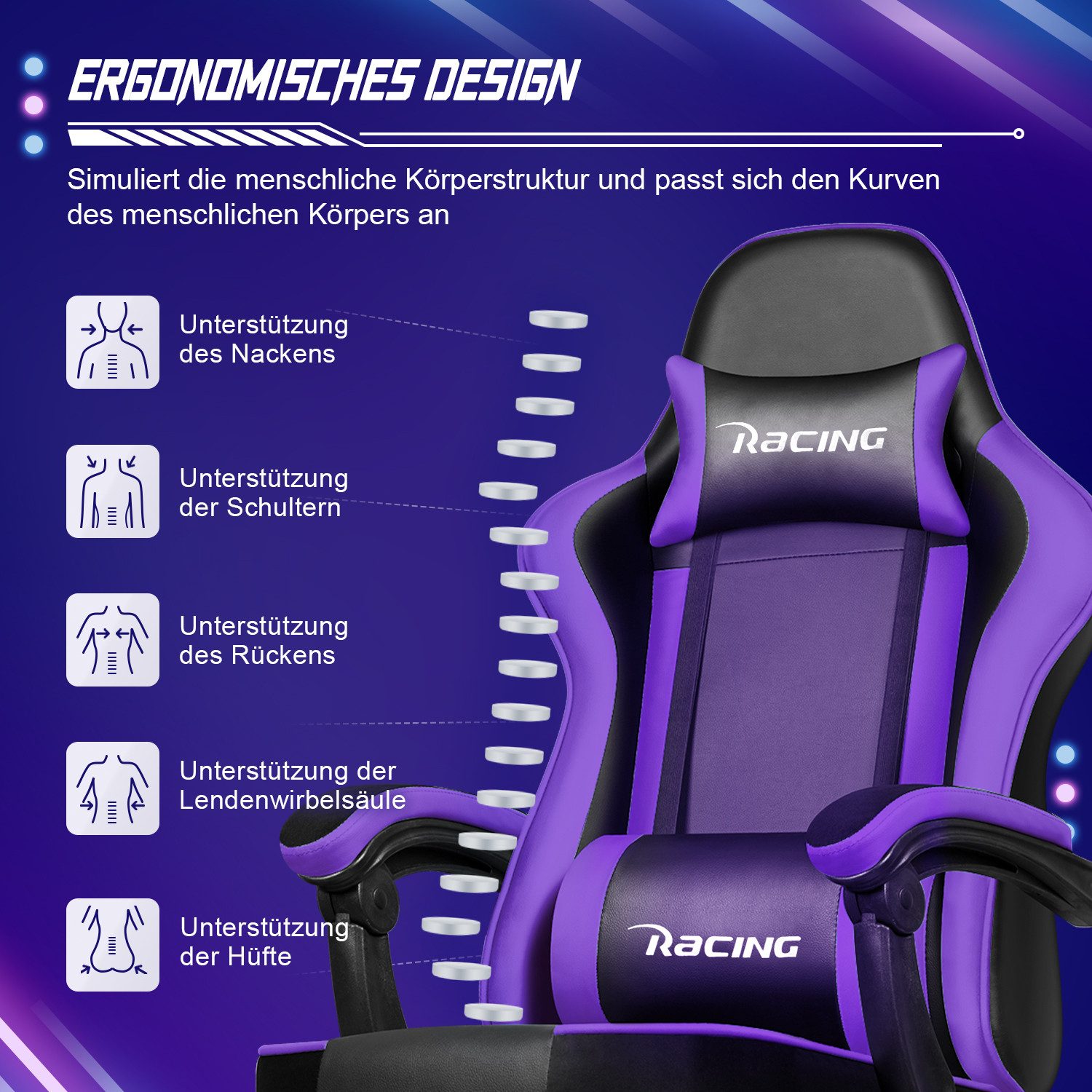 Gaming Stuhl, Bürostuhl Ergonomisch, Gaming Chair 5 yizi 149