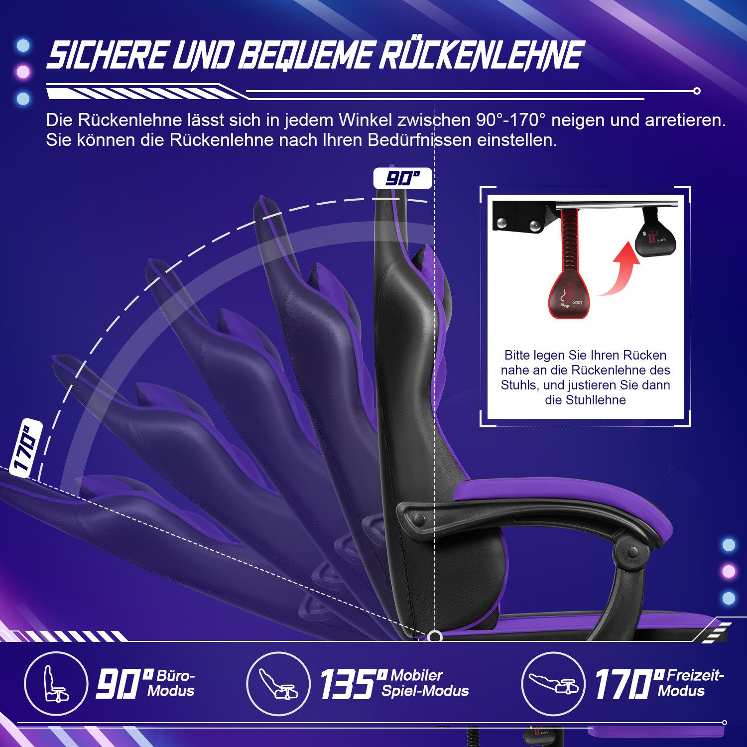 Gaming Stuhl, Bürostuhl Ergonomisch, Gaming Chair 6 yizi 150