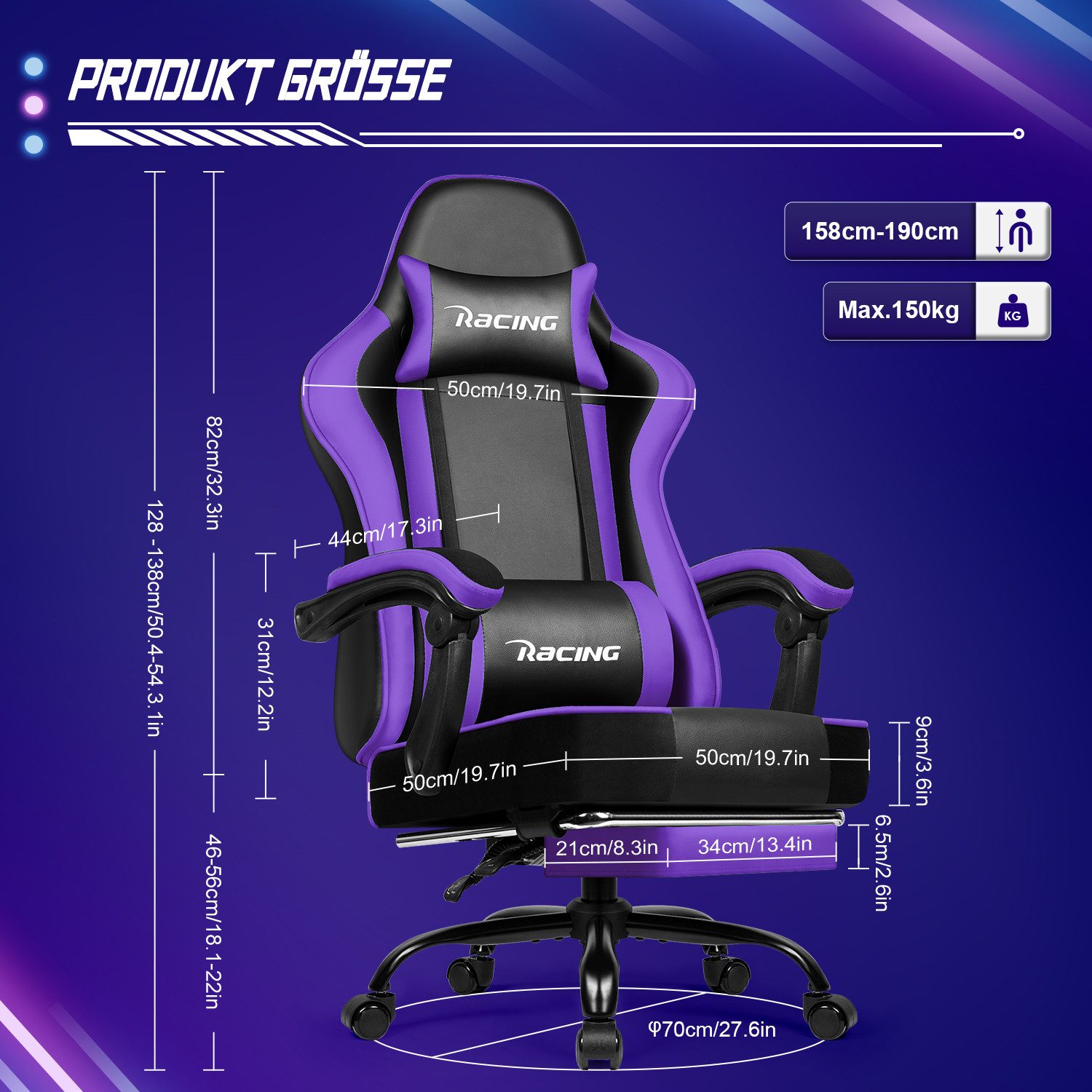 Gaming Stuhl, Bürostuhl Ergonomisch, Gaming Chair 8 yizi 152