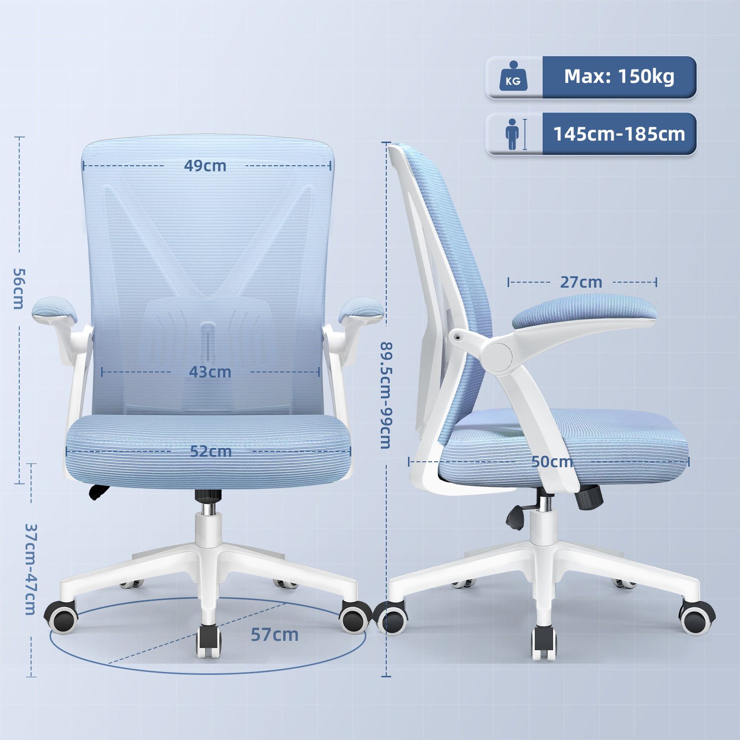 Bürostuhl Bürostuhl Ergonomischer Schreibtischstuhl mit Verstellbaren Armlehnen 5 yizi 37
