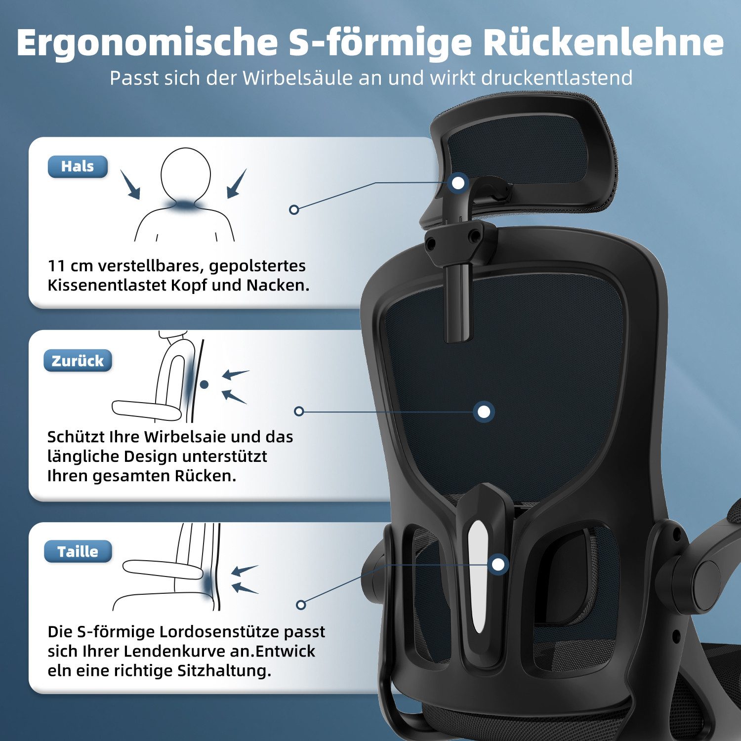 Bürostuhl Bürostuhl, Ergonomischer Schreibtischstuhl, Drehstuhl, Chefsessel 8 yizi 4
