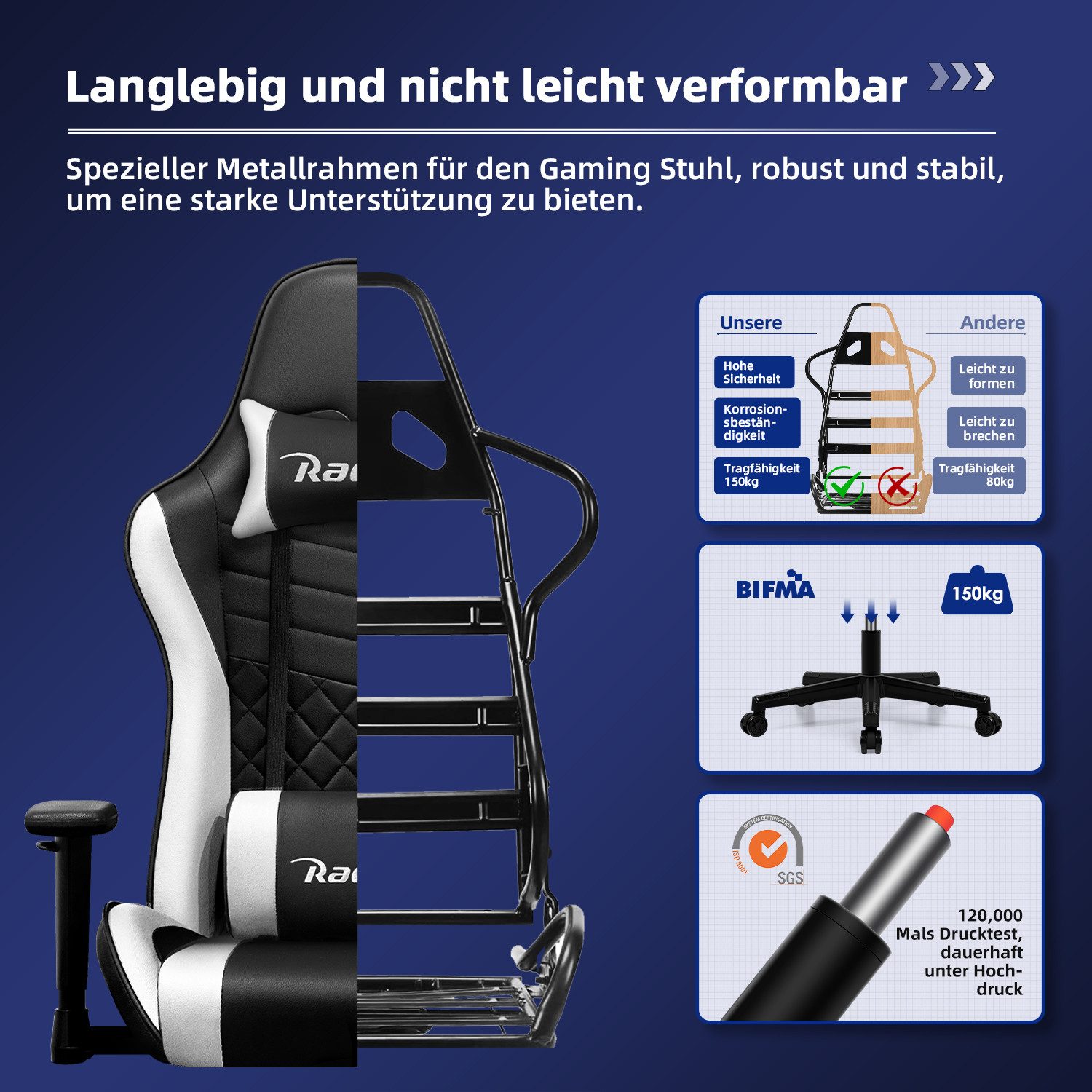 Gaming-Stuhl Komfortabler Gamer Stuhl mit Höhenverstellbarer Sitzfläche 6 yizi 42