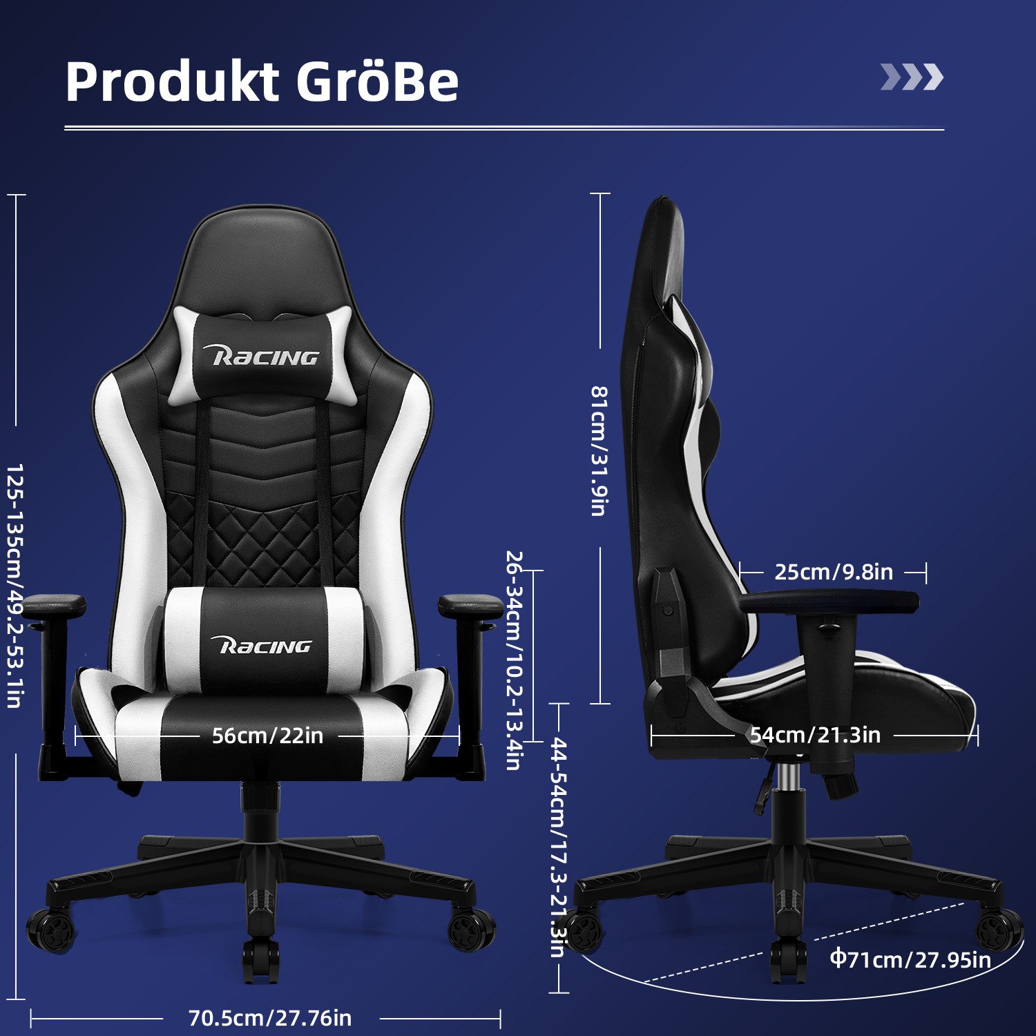 Gaming-Stuhl Komfortabler Gamer Stuhl mit Höhenverstellbarer Sitzfläche 7 yizi 43