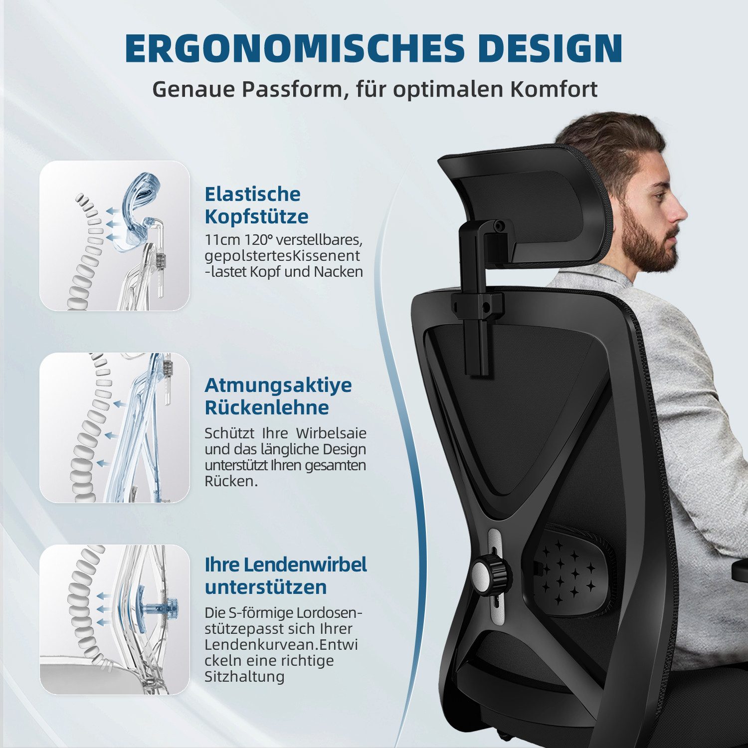 Bürostuhl Bürostuhl Ergonomischer Schreibtischstuhl, Drehstuhl 5 yizi 45