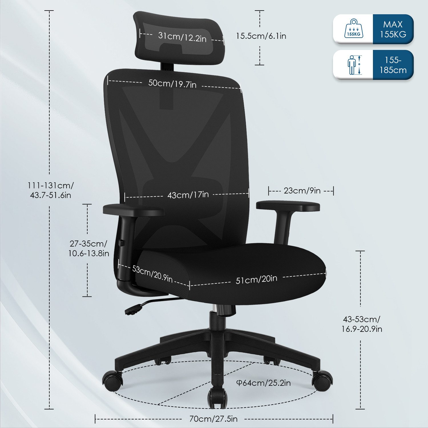 Bürostuhl Bürostuhl Ergonomischer Schreibtischstuhl, Drehstuhl 8 yizi 48