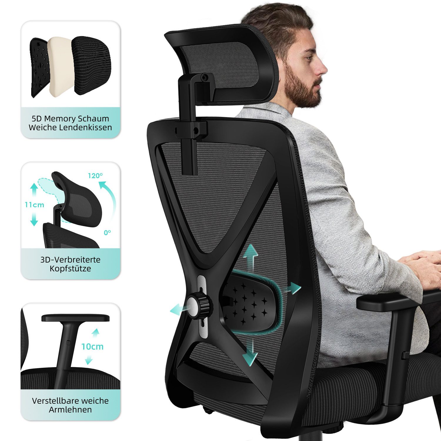 Bürostuhl Bürostuhl, Schreibtischstuhl, Drehstuhl Ergonomischer 5 yizi 49
