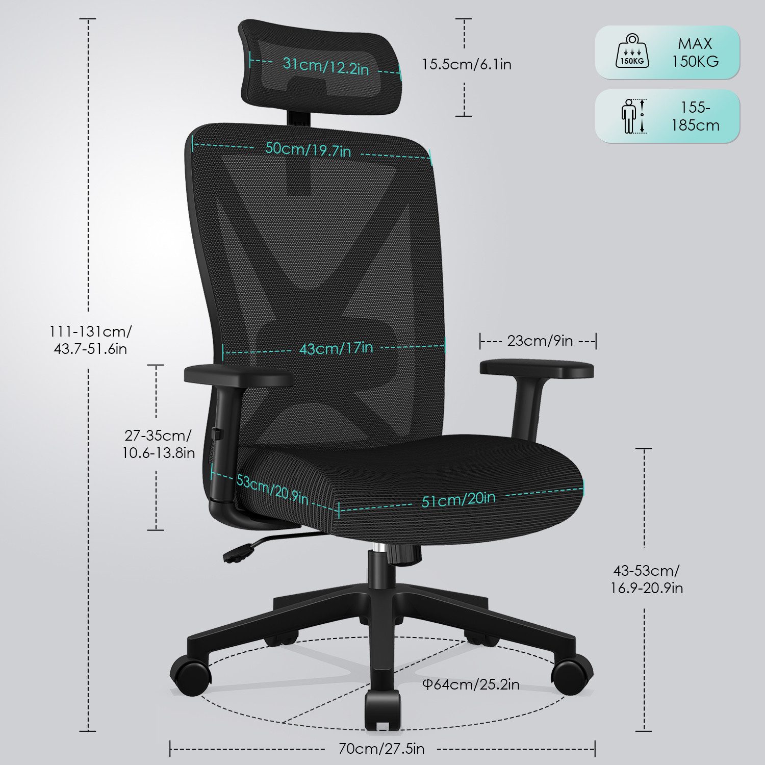 Bürostuhl Bürostuhl, Schreibtischstuhl, Drehstuhl Ergonomischer 8 yizi 52