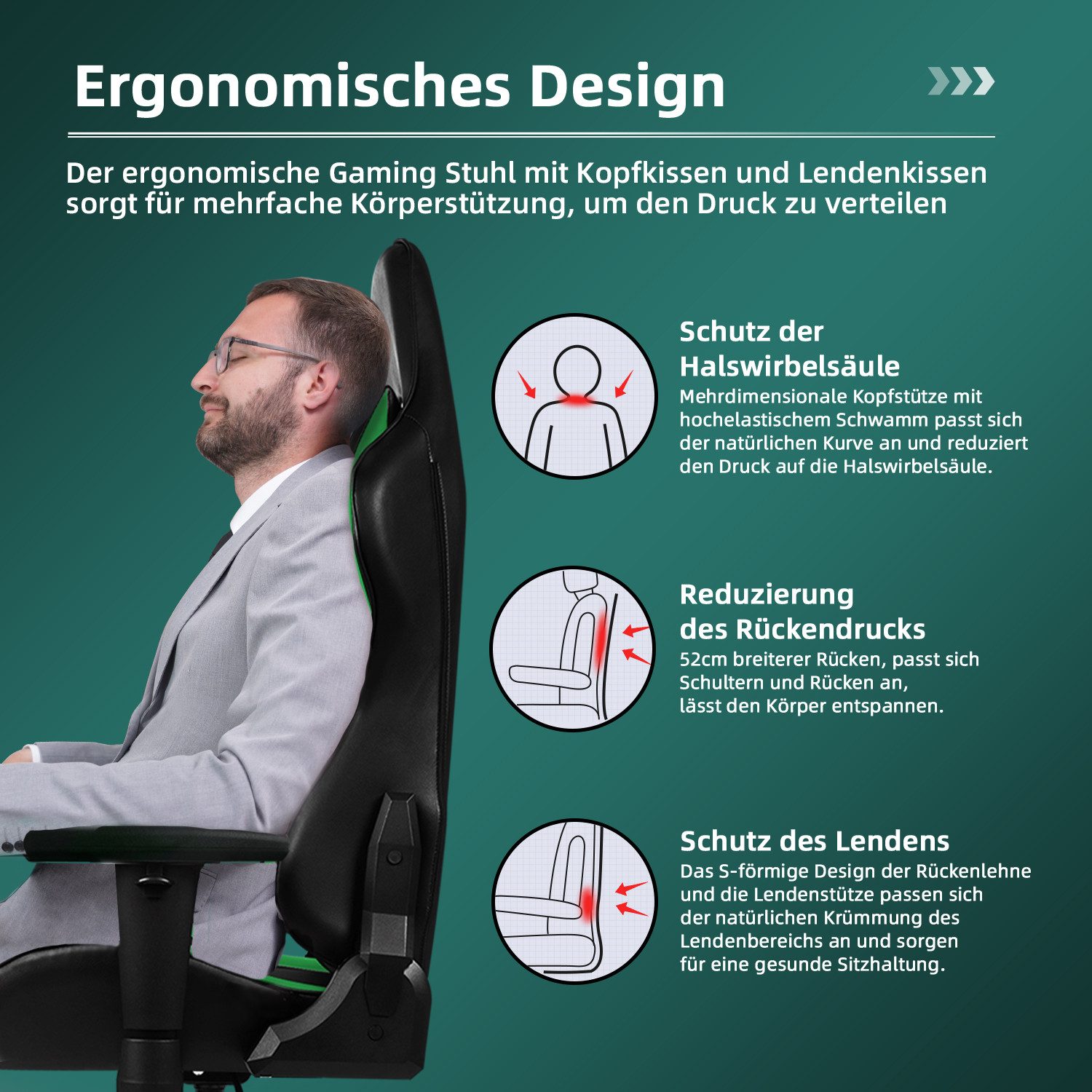 Gaming-Stuhl Ergonomischer Gaming Stuhl mit Gepolstertem Sitz 5 yizi 69