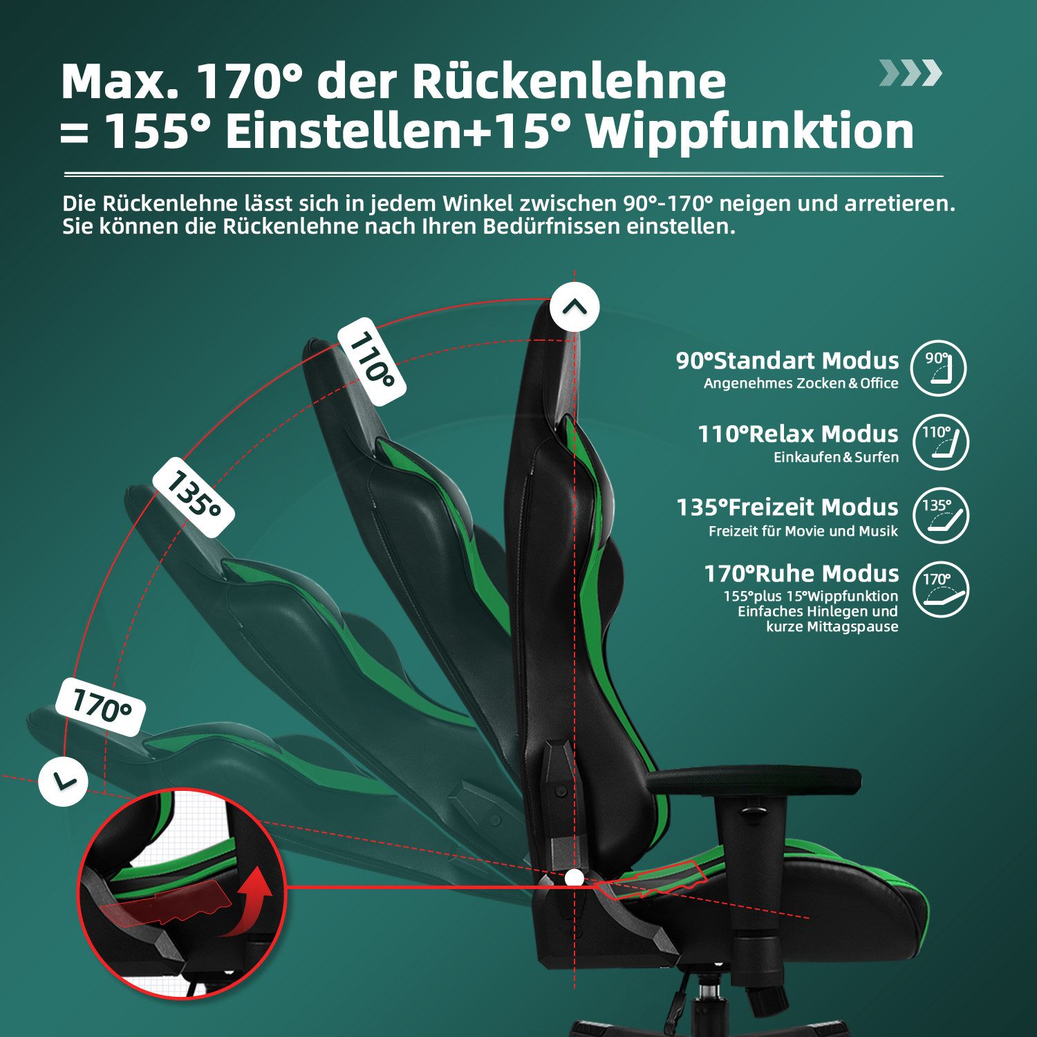 Gaming-Stuhl Ergonomischer Gaming Stuhl mit Gepolstertem Sitz 6 yizi 70