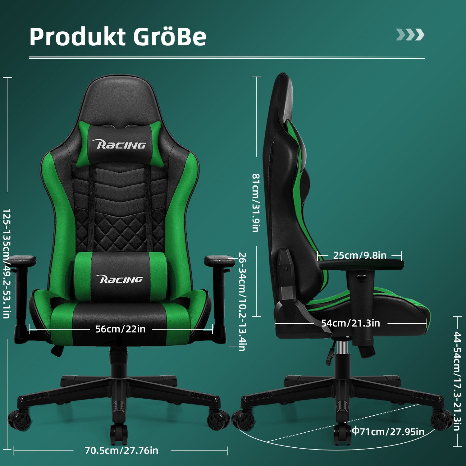 Gaming-Stuhl Ergonomischer Gaming Stuhl mit Gepolstertem Sitz 8 yizi 72